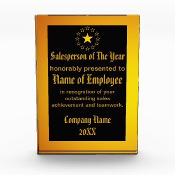 Custom Salesperson Of The Year Award by ChickiePlates at Zazzle