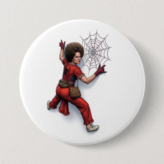 Custom Sally O'Malley Spider-Man Superhero Fan Des Button (Front)