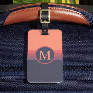 Custom Salmon Pink Dark Purple Peach Color Block Luggage Tag