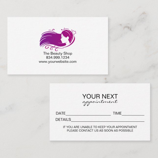 Custom Salon Appointment Card Template (Front/Back)