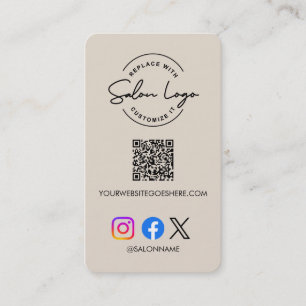 Custom Salon Logo QR Code Social Media Marketing  Business Card