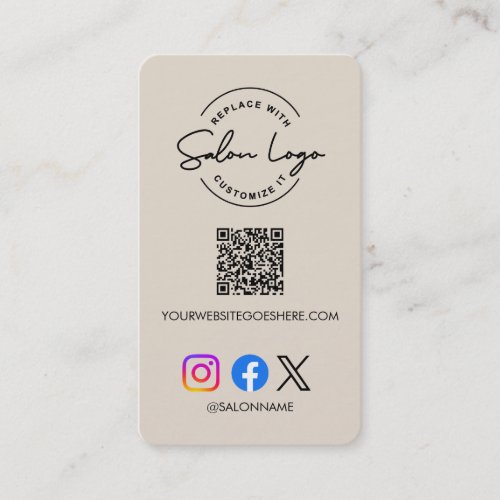 Custom Salon Logo QR Code Social Media Marketing  Business Card