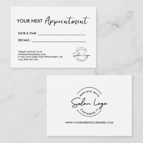 Custom Salon Minimalist Modern Beauty Appointment Card