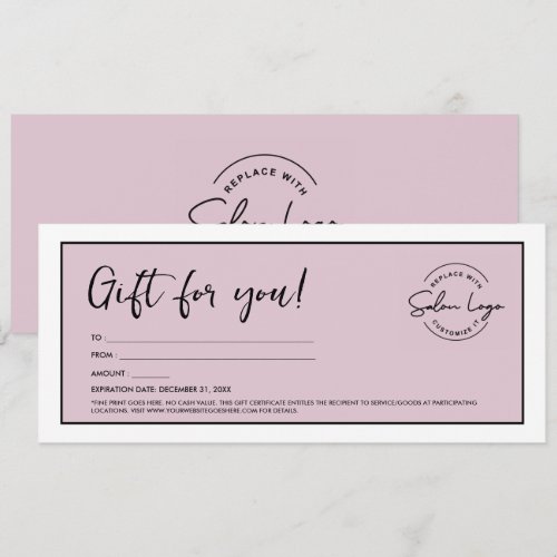 Custom Salon Minimalist Voucher Pink Invitation
