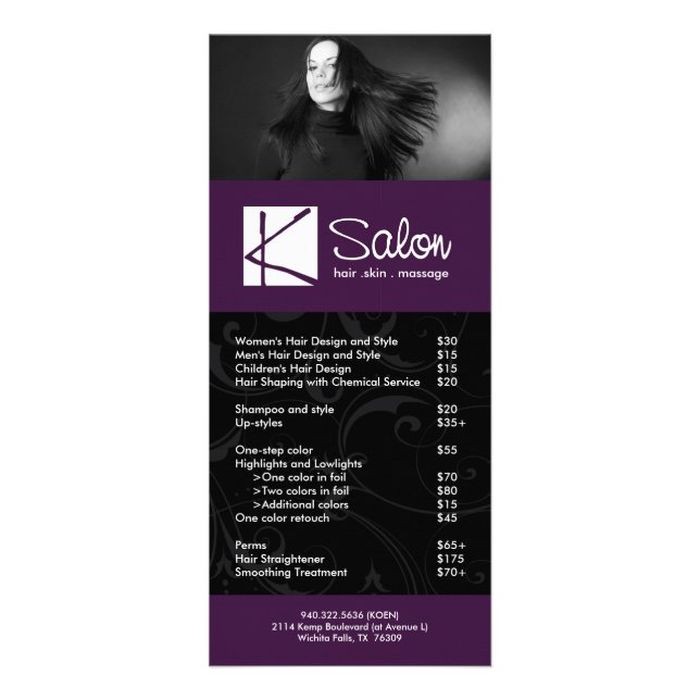 Custom Salon Rack Card (Front)