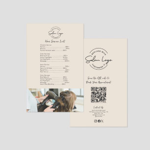 Custom Salon Service Menu with QR Code Price list