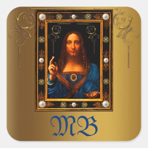 Custom Salvator Mundi J Christ Leonardo DaVinci Square Sticker
