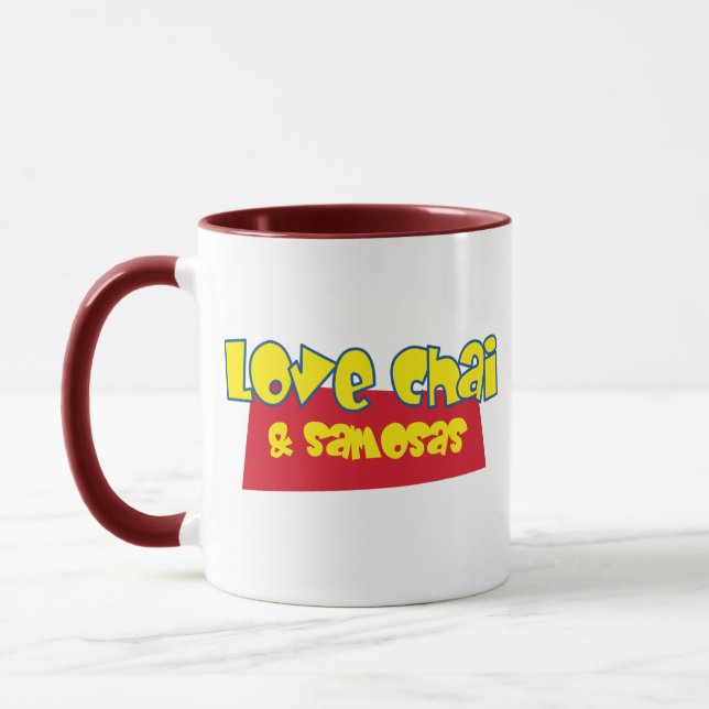 Custom Samosas Chai Humor Funny Chai Tea Pun Mug (Left)