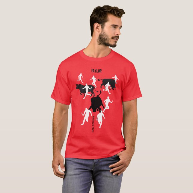 Custom, San Fermin Pamplona, bull run / encierro, T-Shirt (Front Full)