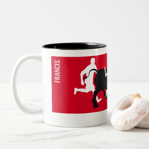 Custom San Fermin Pamplona encierro  bull run Two_Tone Coffee Mug