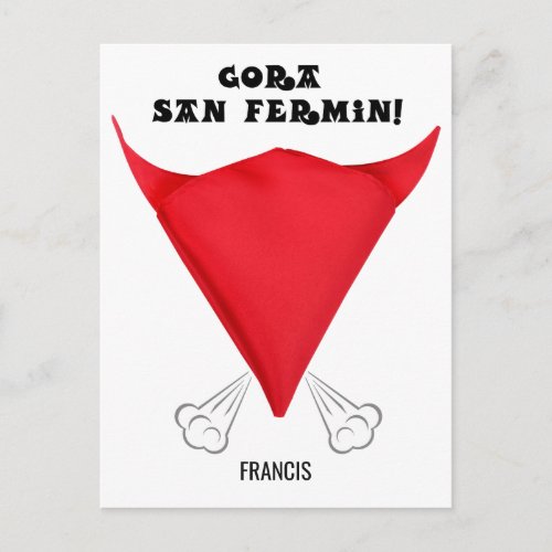 Custom San Fermin scarf folded into a bulls head Postcard