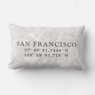 Custom San Francisco Map   Light Gray Lumbar Pillow