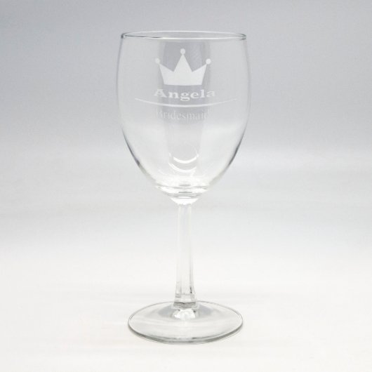 Custom Sand Etched 10.5 Wine Glass - Bridesmaid (Front)