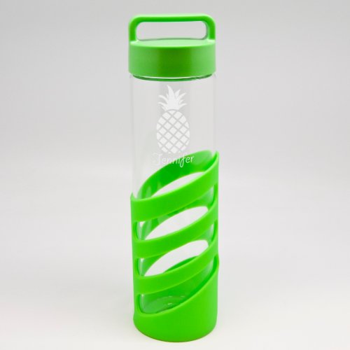 Custom Sand Etched 24 oz Glass Water Bottle 