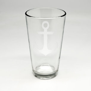 Custom Sand Etched Anchor 16 oz. Pint Glass
