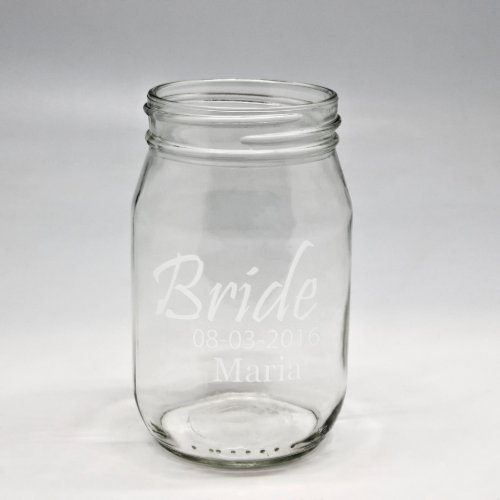 Custom Sand Etched Bride Mason Jar
