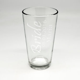 Custom Sand Etched Bride Pint Glass