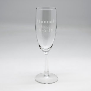 Fancy Script Bride & Groom Champagne Flutes