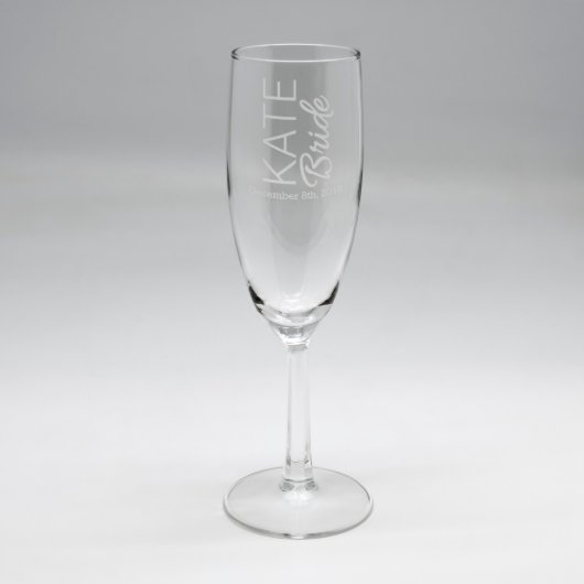 Custom Sand Etched Flute - Bride (Front)
