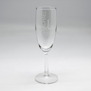 Personalized Screen Printed Tall Champagne Flutes