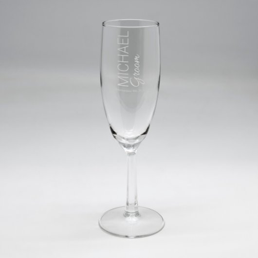 Custom Sand Etched Flute - Groom (Front)