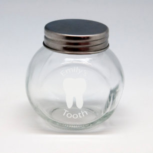 Custom Sand Etched Glass Tooth Fairy Jar