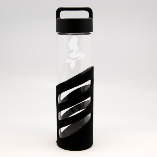 Custom Sand Etched Glass Water Bottle w/Mermaid (Front)