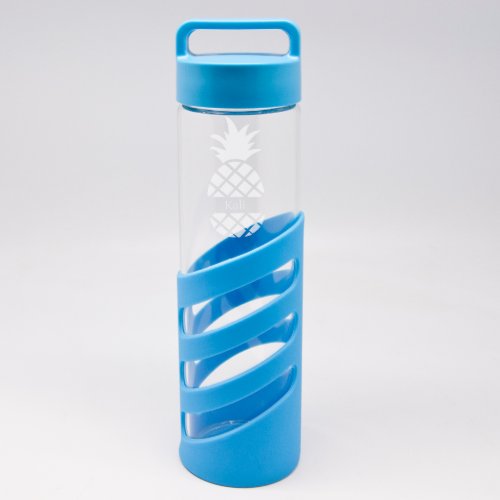 Custom Sand Etched Glass Water Bottle wPineapple