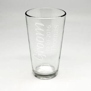 Custom Sand Etched Groom Pint Glass