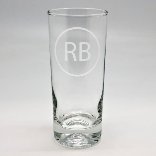 Custom Sand Etched Initials Iced Tea Glass  (Front)