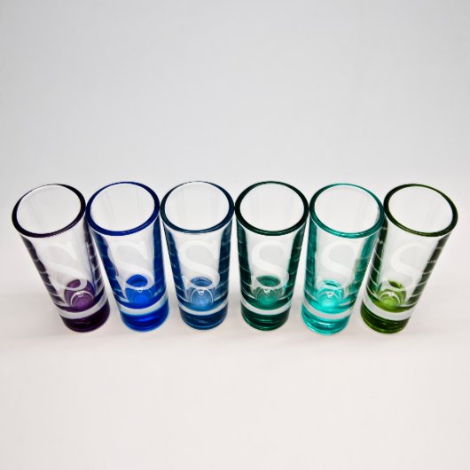 Custom Sand Etched Monogram Tall Shot Glass Set (Top)