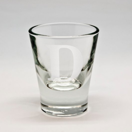 Custom Sand Etched Monogram Whiskey Shot Glass (Front)
