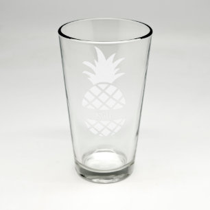 Custom Sand Etched Pint Glass with Pineapple Motif