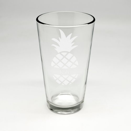 Custom Sand Etched Pint Glass with Pineapple Motif