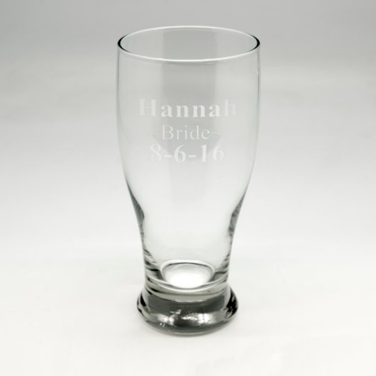 Custom Sand Etched Pub Glass #18 (Front)