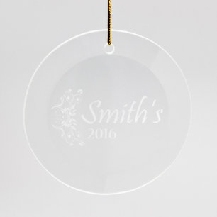 Custom Sand Etched Round Glass Ornament