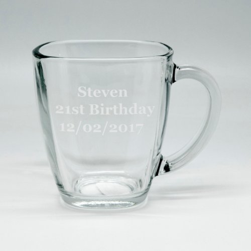 Custom Sand Etched Square Glass Birthday Mug 