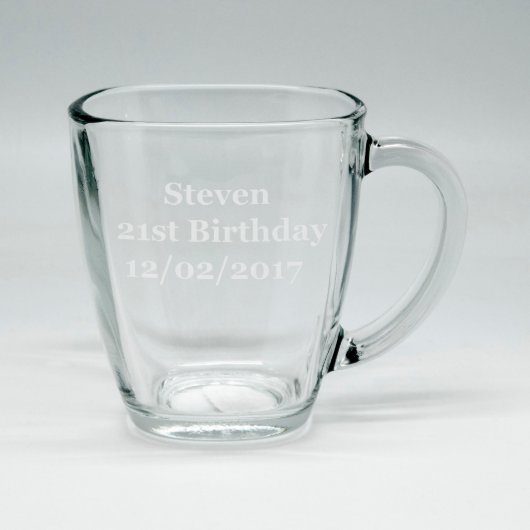 Custom Sand Etched Square Glass Birthday Mug (Front)