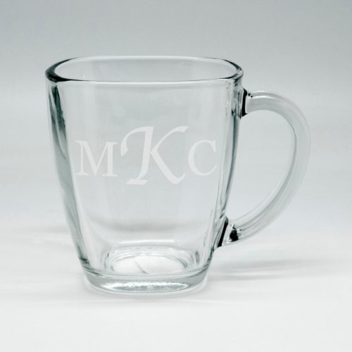 Custom Sand Etched Square Glass Monogram Mug 