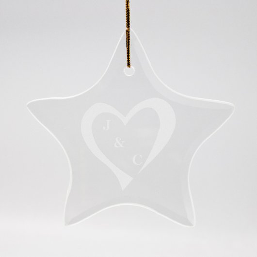 Custom Sand Etched Star Glass Ornament w/Heart (Front)