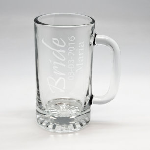Custom Sand Etched Wedding Beer Tankard