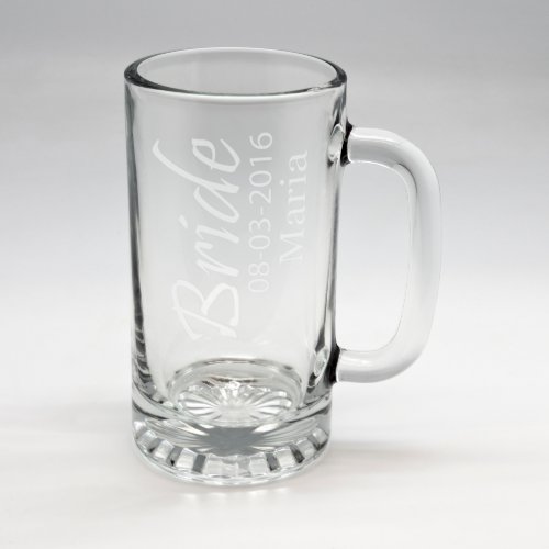 Custom Sand Etched Wedding Beer Tankard 