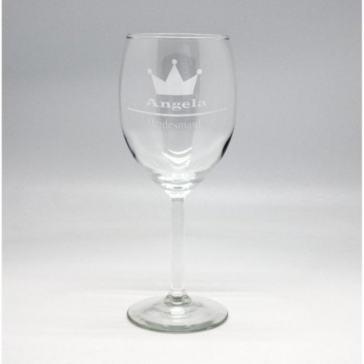 Custom Sand Etched Wine Glass - Bridesmaid (Front)