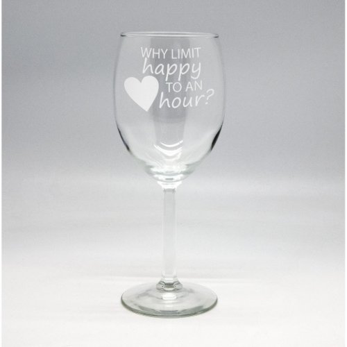 Custom Sand Etched Wine Glass _ Happy Hour