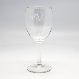 Custom Sand Etched Wine Glass - Initials