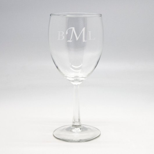 Custom Sand Etched Wine Glass - Initials (Front)