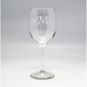 Custom Sand Etched Wine Glass - Initials