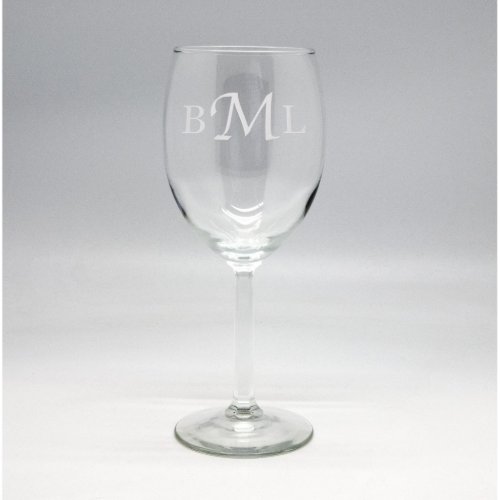 Custom Sand Etched Wine Glass _ Initials