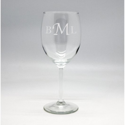 Custom Sand Etched Wine Glass - Initials (Front)