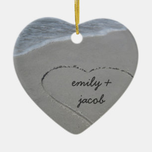 Custom Sand Heart Our First Christmas Ornament